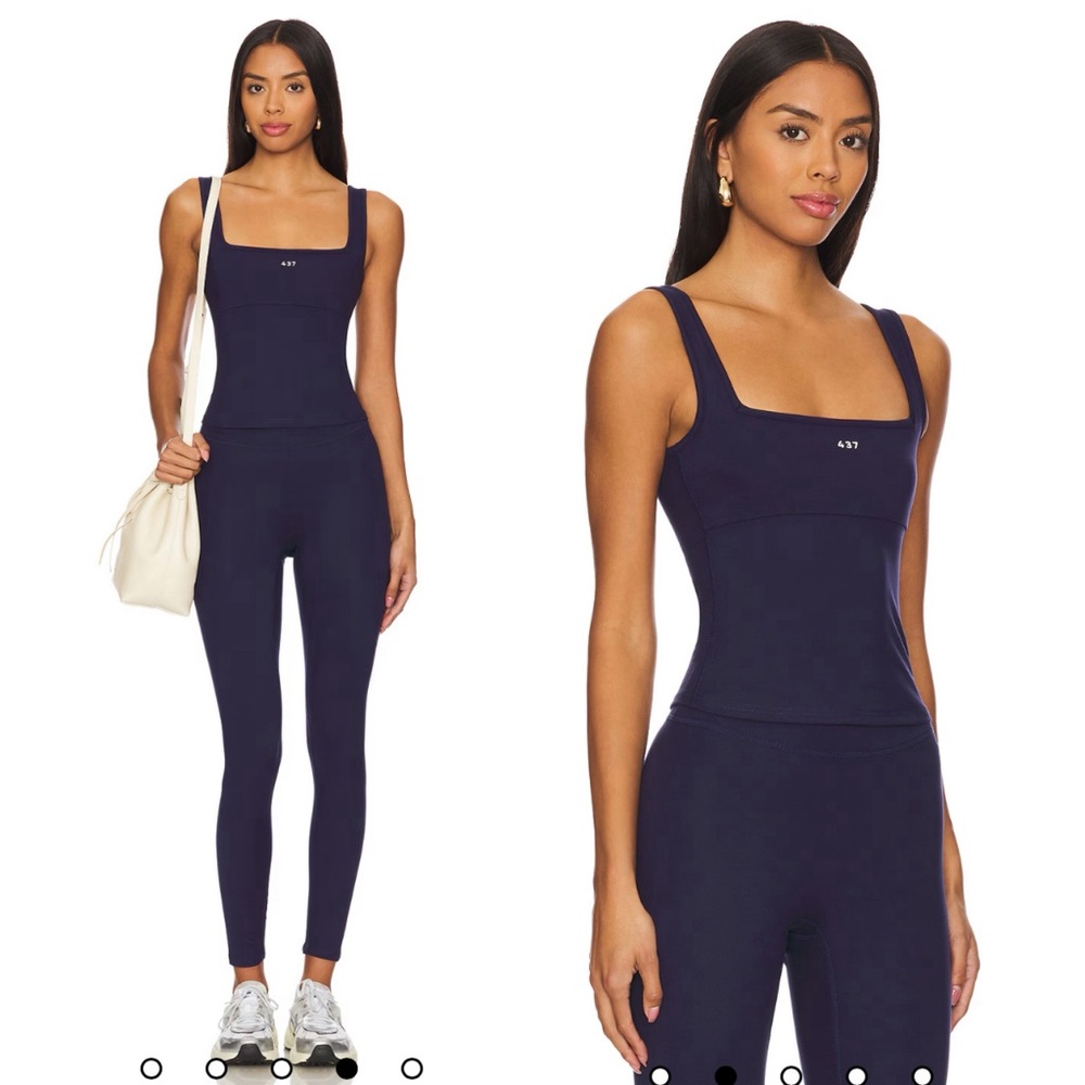 New 437 Set: The Essentials Legging and The Square Tank in Navy Size Medium - Picture 1 of 8